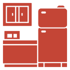 Full Kitchen With Full-Size Stove and Refrigerator